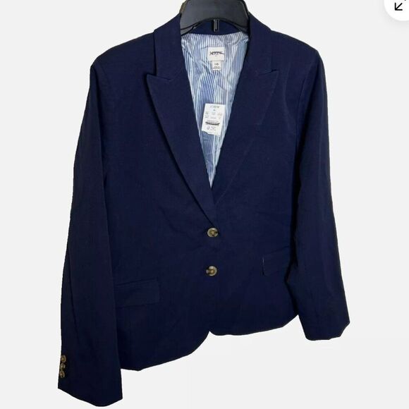 J. Crew Factory BP095 Navy Blue Cotton-blend two-button blazer size 18 NWT flaw - Picture 3 of 12
